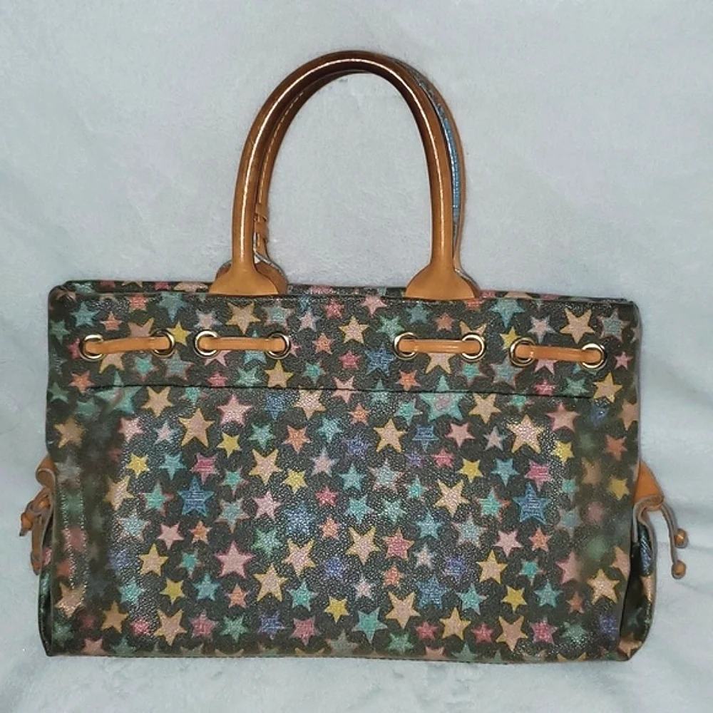 Dooney & Bourke Vintage Y2K Scribble Stars Satchel Bag Purse